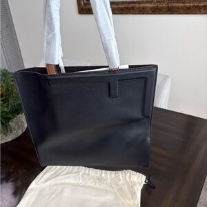 Fendi Tan/black Leather Tote with Top Handles
